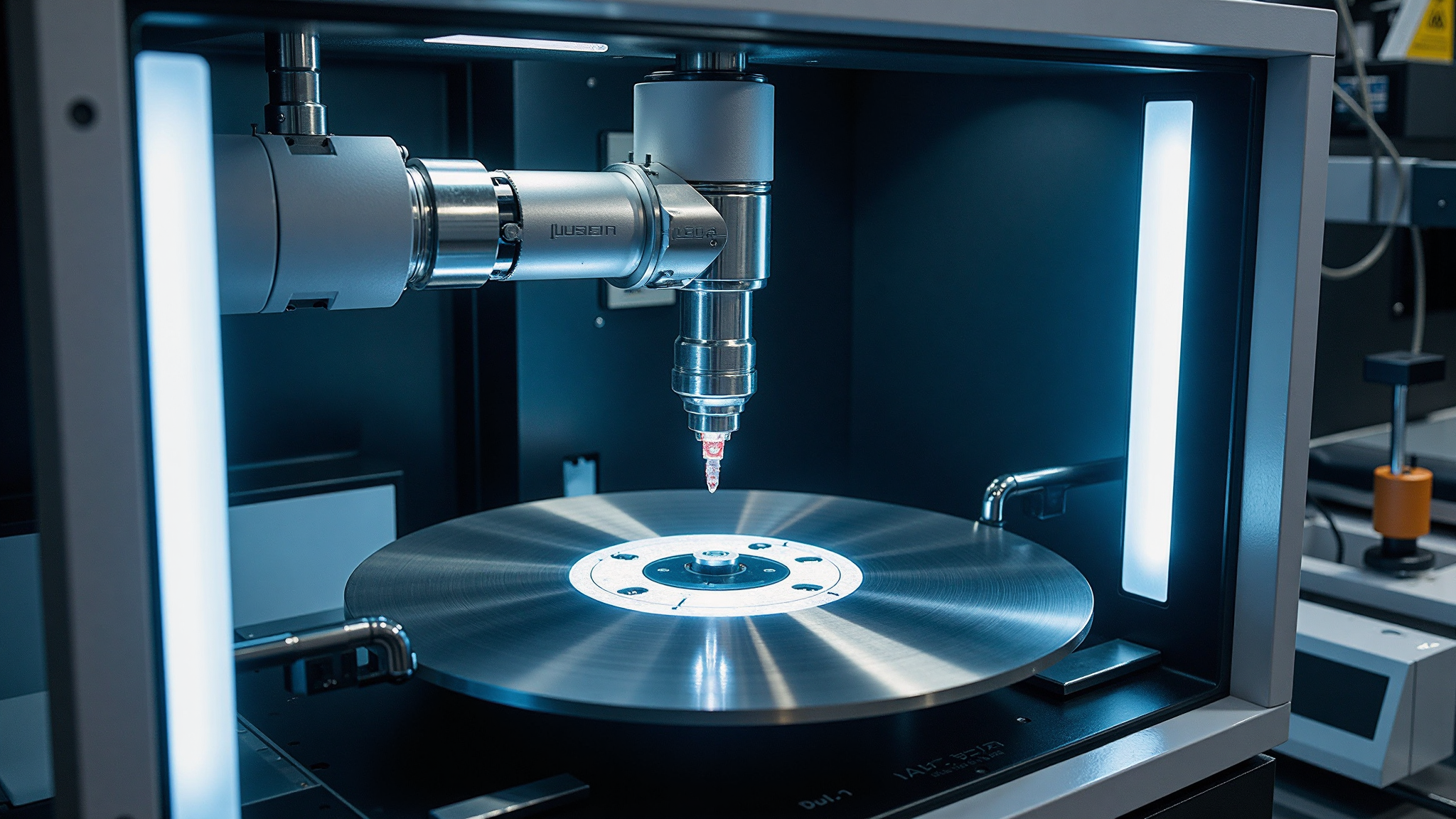 Cradle five-axis machining center rotary table detail