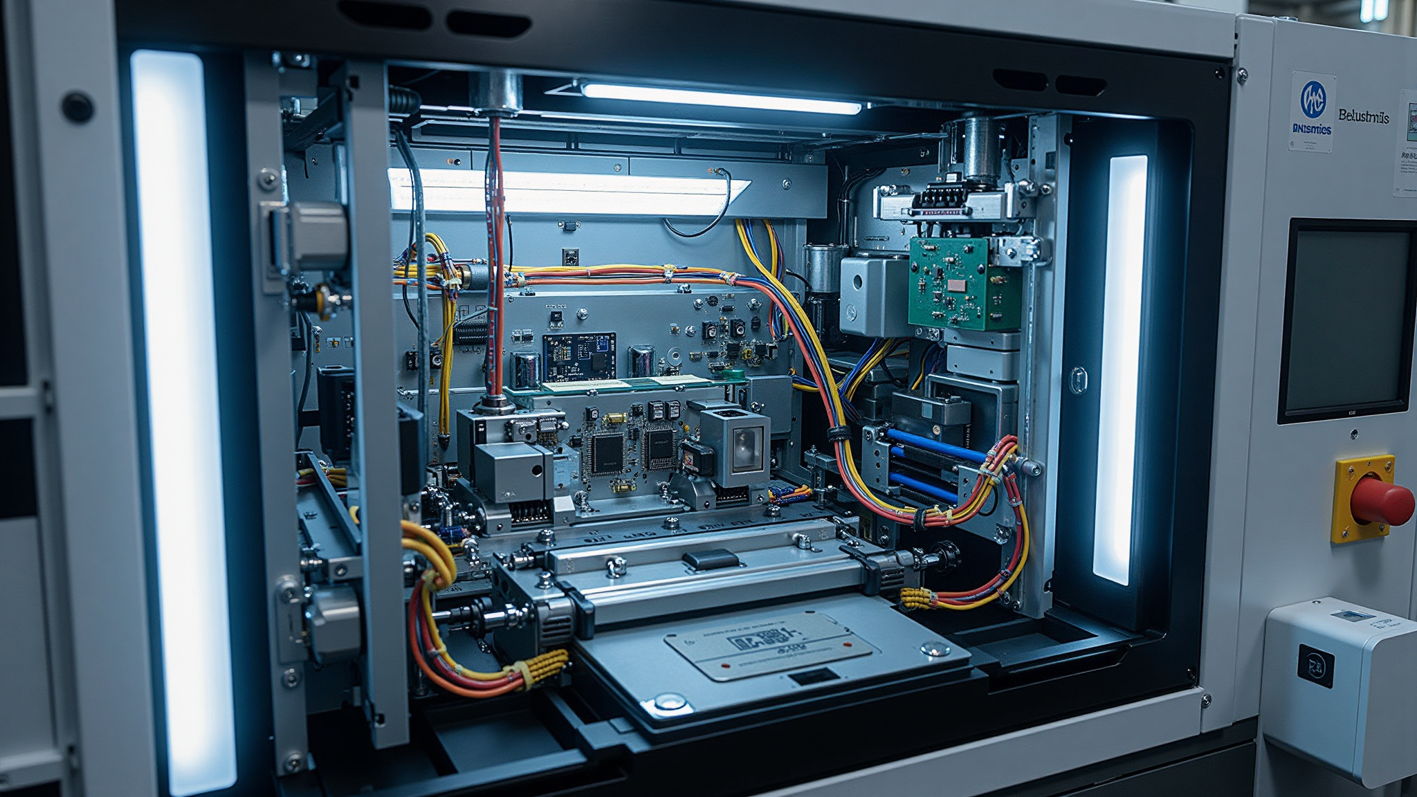 VMC850 machining center tool magazine and chip removal system layout