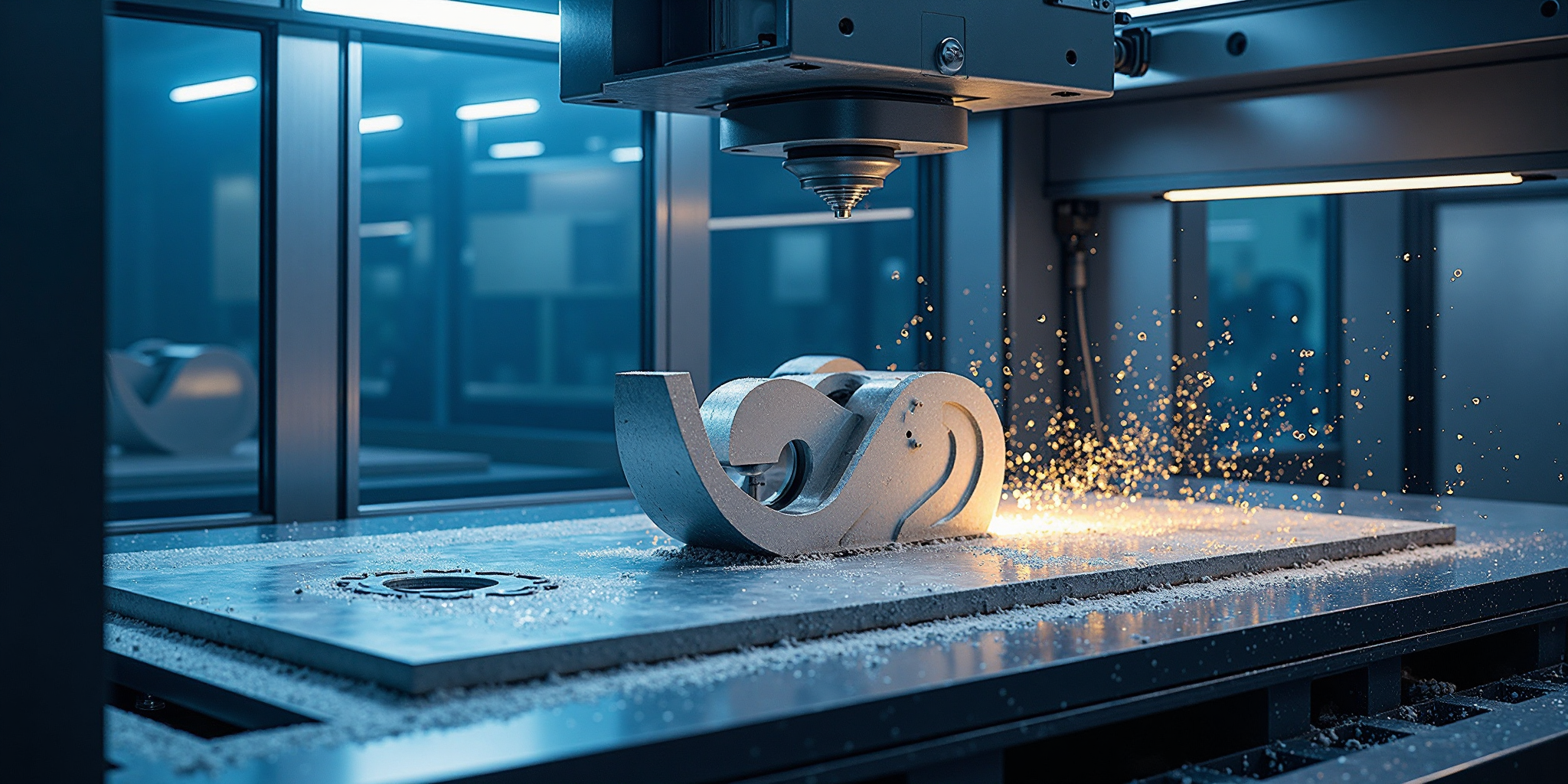 SP-1000 motor housing machining station in a batch production cell